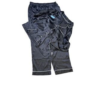 House of Harlow 1960 Pajama Set L Black White Trim Sleepwear Loungewear‎